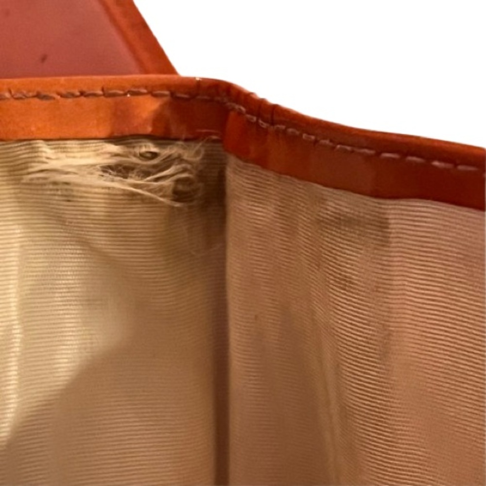 CHANEL- Vintage Coco Mark Enamel Flap Wallet Chestnut/Orange- MADE IN FRANCE - Picture 10 of 12